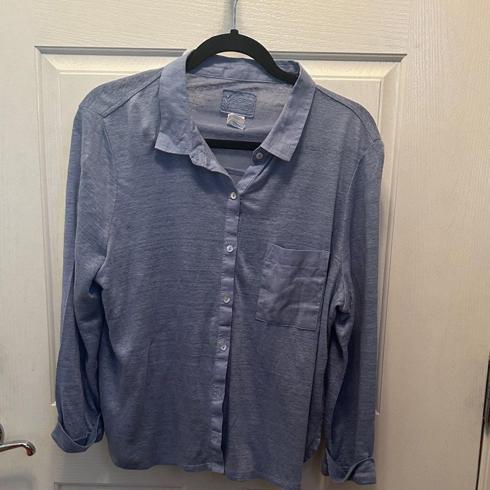 Sigrid Olsen Casual Blue Button-Down Shirt